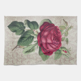 Vintager Roter Ross mit Damask Geschirrtuch