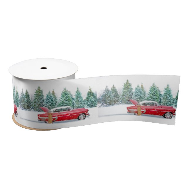 Vintager Roter Schneefall Satinband (Spule)