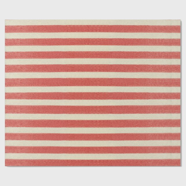Vintager Roter Streifen Weihnachtsfeiertag Geschenkpapier (Flach)