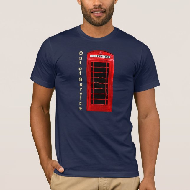 Vintager roter Telefonzelle-Schauer-Zeit-T - Shirt (Vorderseite)