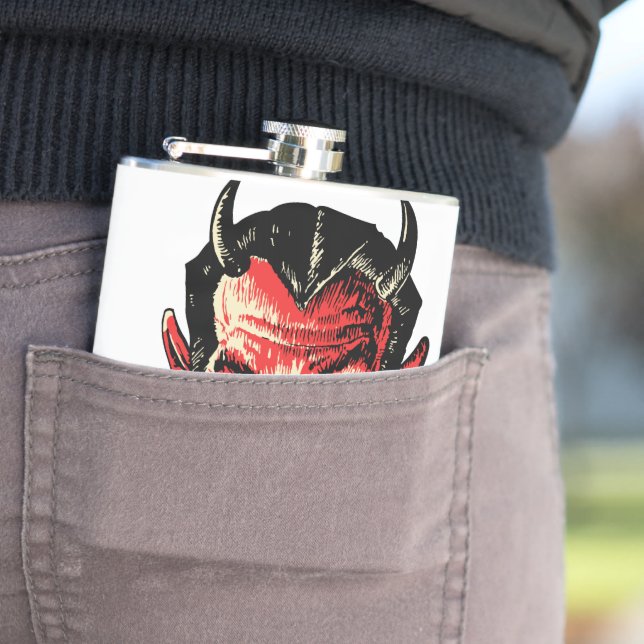 Vintager Roter Teufel Kopf Flachmann (Beispiel)