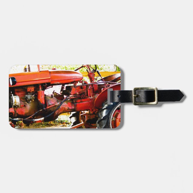 Vintager roter Traktor Gepäckanhänger (Vorderseite horizontal)