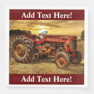 Vintager roter Traktor Serviette