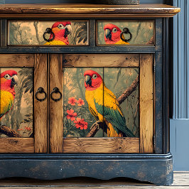 Vintager Roter und Gelber Jungfisch Seidenpapier