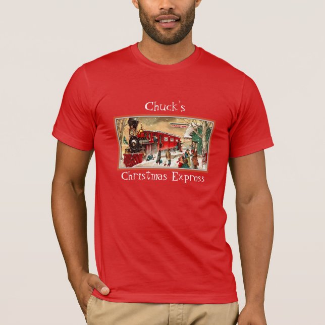 Vintager roter Weihnachtszug T-Shirt (Vorderseite)