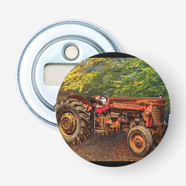 Vintager roter Zuchttraktor Flaschenöffner (Vorderseite)