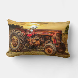 Vintager roter Zuchttraktor Lendenkissen