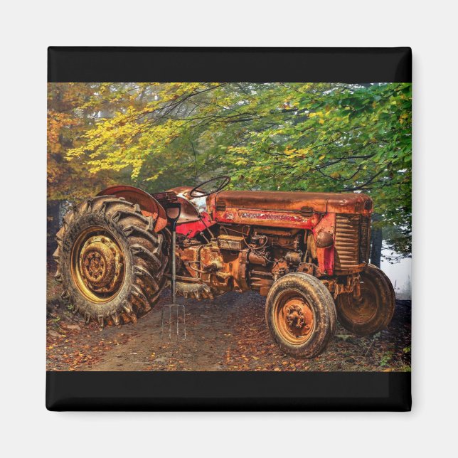 Vintager roter Zuchttraktor Magnet (Vorne)
