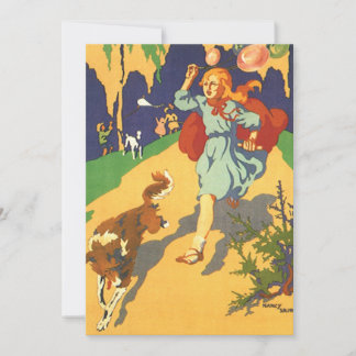 Vintager Rotkäppchen, Hunde und Balloons Einladung