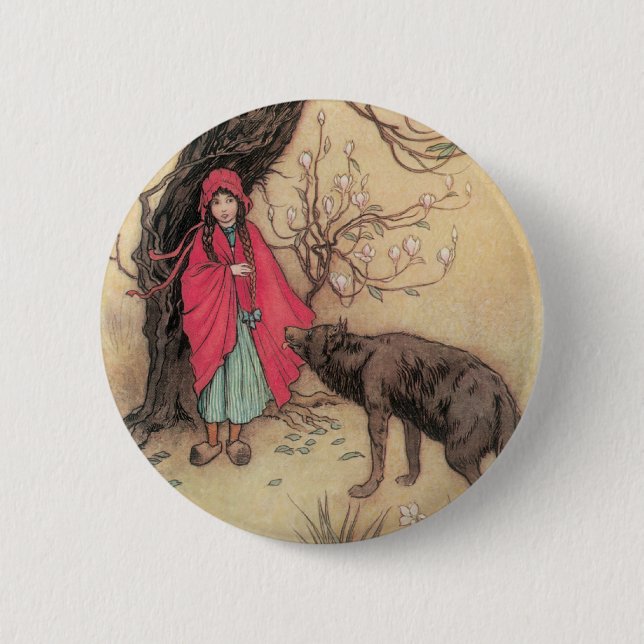 Vintager Rotkäppchen von Warwick Goble Button (Vorderseite)