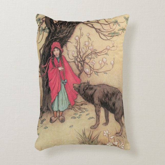 Vintager Rotkäppchen von Warwick Goble Dekokissen (Vorderseite(Vertikal))