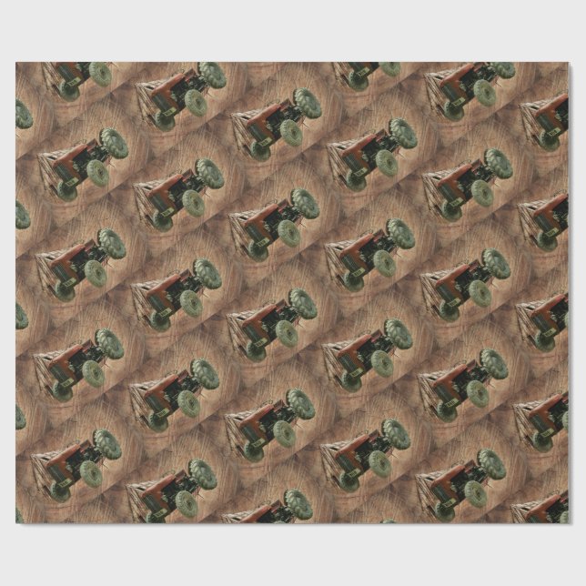 Vintager Rottraktor Rustikaler Stall Geschenkpapier (Flach)