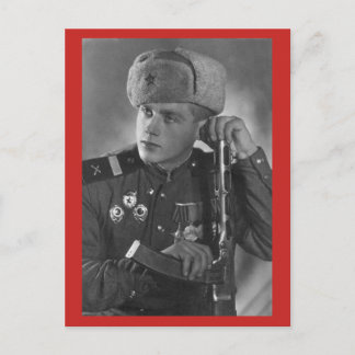 Vintager russischer Soldat Postkarte