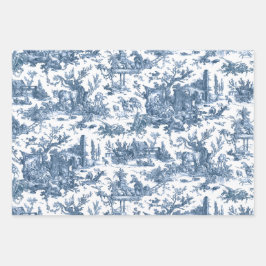 Vintager rustikaler Bauernhof Französisch toile bl Geschenkpapier Set