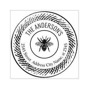 Vintager, rustikaler Bienenname Gummistempel