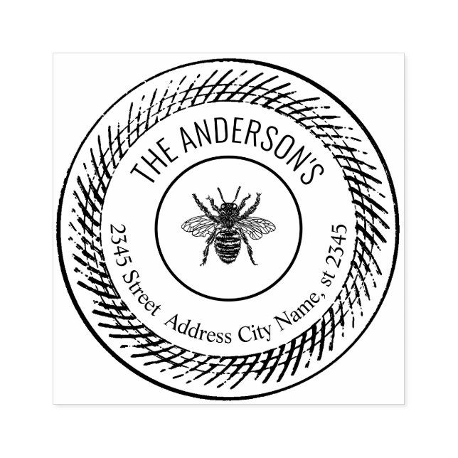 Vintager, rustikaler Bienenname Gummistempel (Prägung)