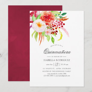 Vintager rustikaler Charm Floral Quinceañera Einladung
