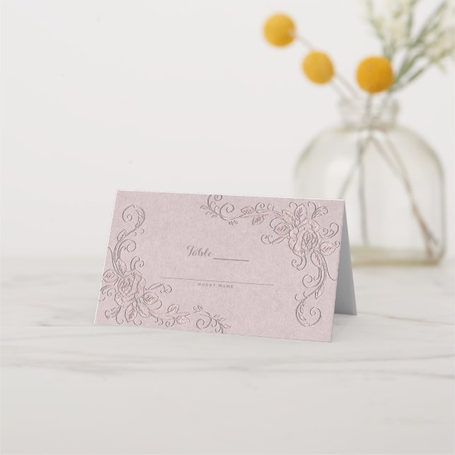 Vintager rustikaler Glamour Eleganter Hochzeitstis Platzkarte (Rückseite)