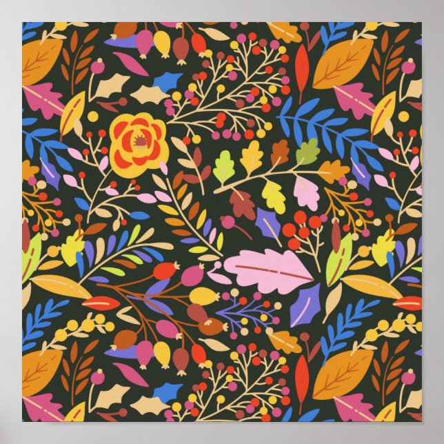 Vintager Rustikaler Herbst Botanischer Garten Poster (Vorne)