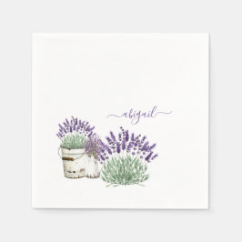 Vintager Rustikaler Lavendel-Individuelle Name Serviette
