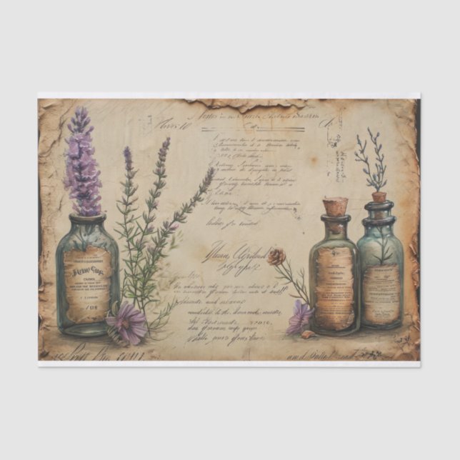 Vintager rustikaler Lavendel Seidenpapier (Vorderseite)