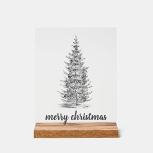 Vintager, rustikaler Tannenbaum Acrylschild