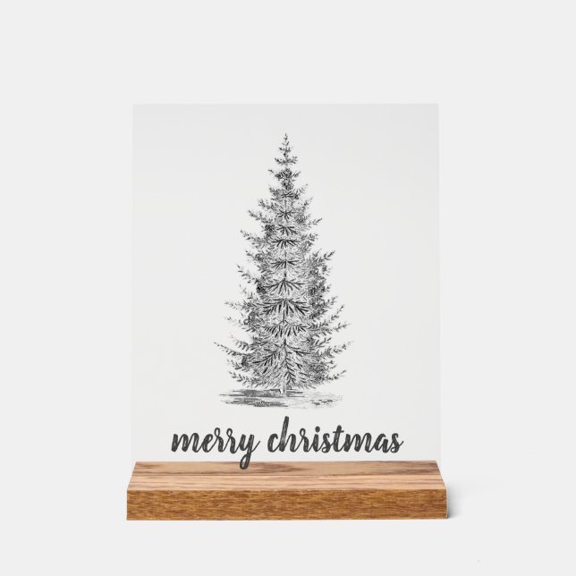 Vintager, rustikaler Tannenbaum Acrylschild (Vorderseite)