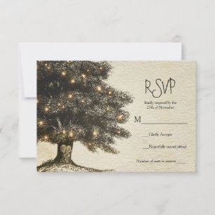 Vintager Rustikaler Tree & Lights Hochzeit RSVP