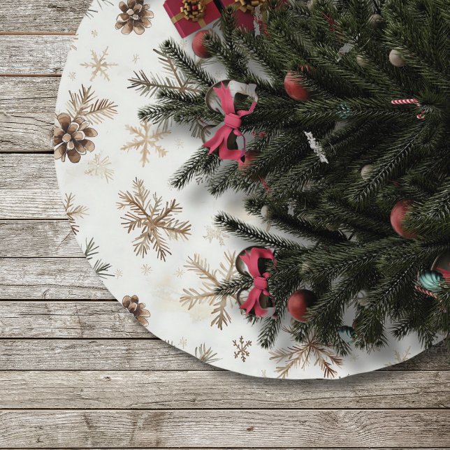 Vintager rustikaler Weihnachtsbaumrock, Kiefernzap Polyester Weihnachtsbaumdecke (Von Creator hochgeladen)