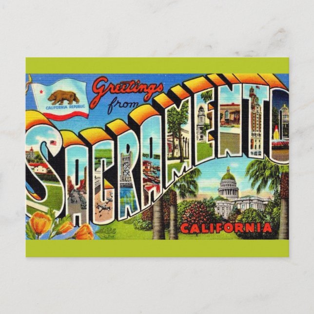 Vintager Sacramento CA Postkarte (Vorderseite)