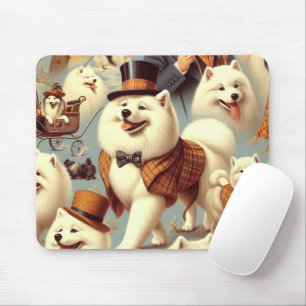 Vintager Samoyed Hund Nahtlose Malerei Mousepad