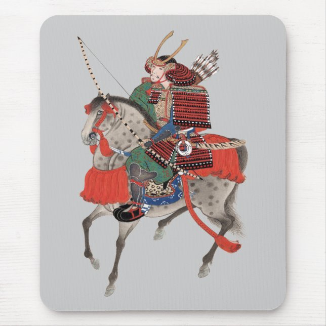 Vintager Samurai auf Pferderuecken, C. 1878 Mousepad (Vorne)