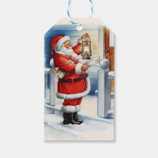 Vintager Santa 3 Geschenkanhänger (Vorderseite)