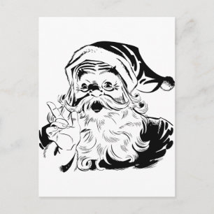 Vintager Santa Black Feiertagspostkarte