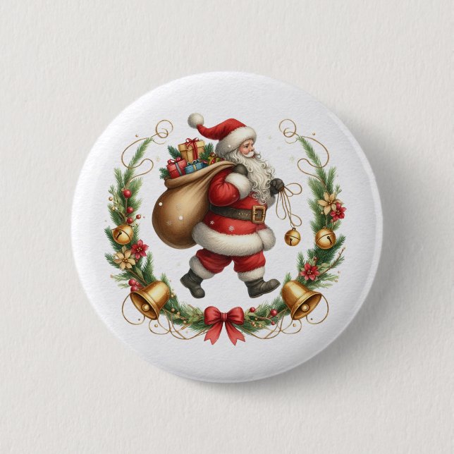 Vintager Santa Button (Vorderseite)