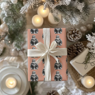 Vintager Santa Claus Coral Pink Geschenkpapier