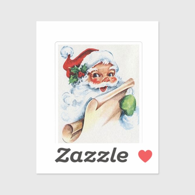 Vintager Santa Claus Father Christmas Square Stick Aufkleber (Blatt)