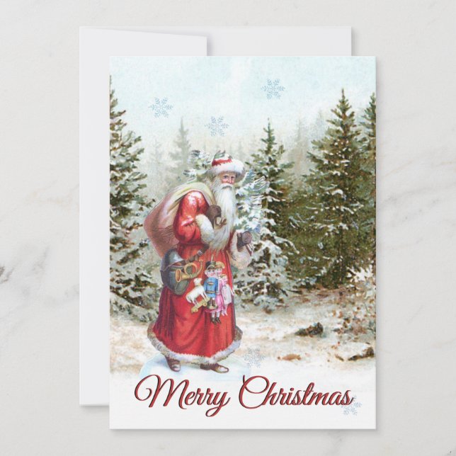 Vintager Santa Claus Forest Frohe Weihnachten (Vorderseite)