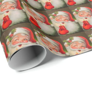 Vintager Santa Claus Red Candle Geschenkpapier