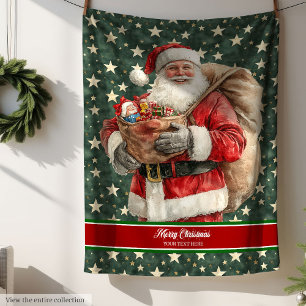 Vintager Santa Claus Wasserfarbenwirbel für Weihna Fleecedecke