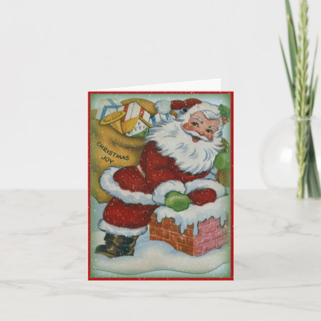 Vintager Santa Climbing Am Burg - Vintage Karte (Vorderseite)