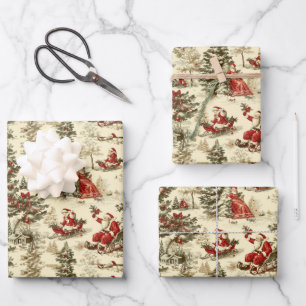 Vintager Santa Forest Geschenkpapier Set