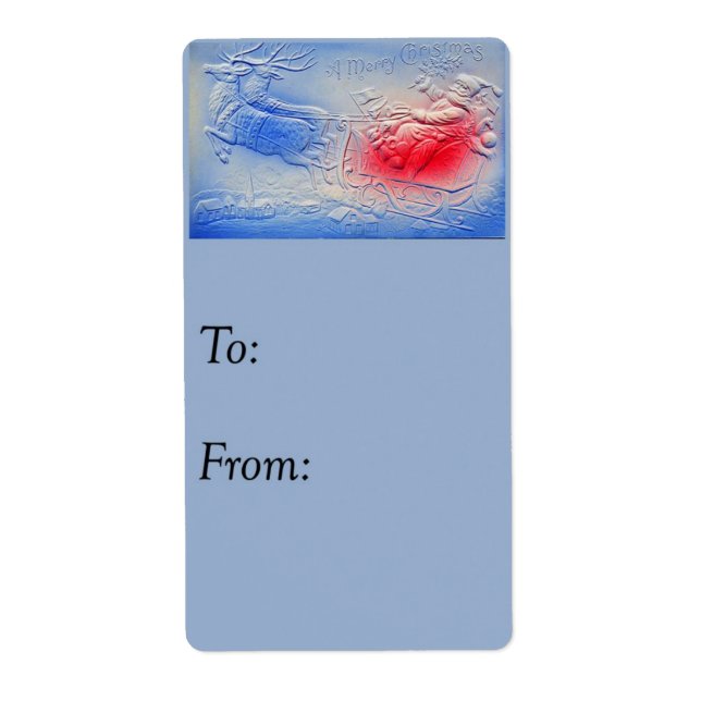 Vintager Santa In Sleigh-Geschenk-Tag (Vorne)