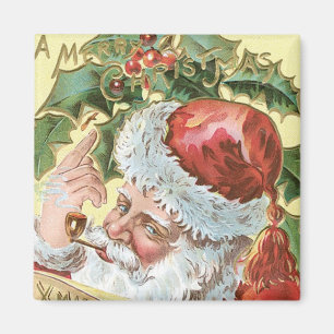 Vintager Santa mit Liste Magnet