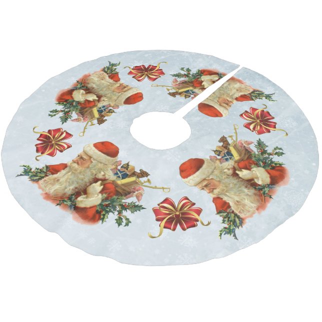 Vintager Santa- oder ST-Nick-Baumrock Polyester Weihnachtsbaumdecke (Schrägansicht)