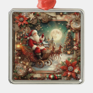 Vintager Santa Ornament Aus Metall