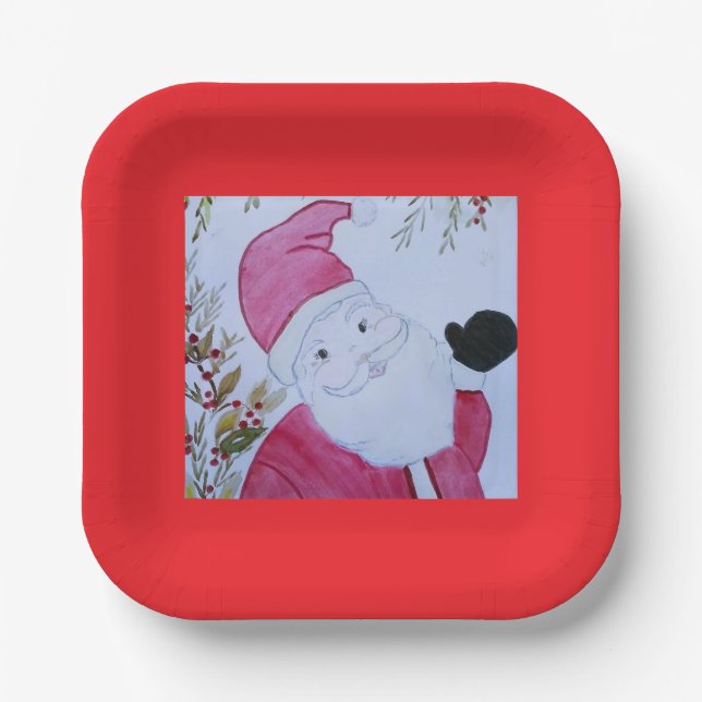 Vintager Santa Plate Pappteller (Vorderseite)