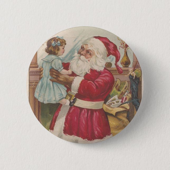 Vintager Santa Santa Santa Santa Santa Button (Vorderseite)