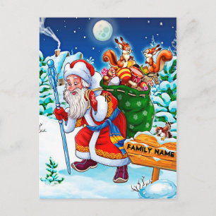 Vintager Santa Santa Santa Santa Santa Postkarte