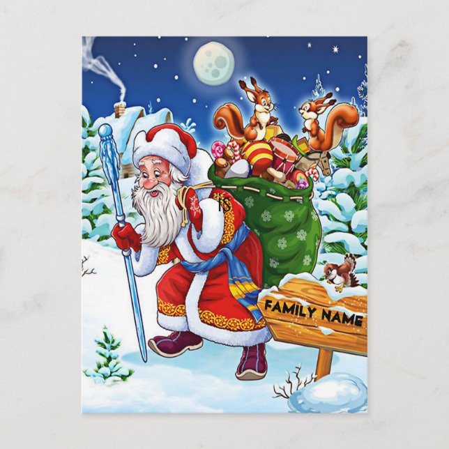 Vintager Santa Santa Santa Santa Santa Postkarte (Vorderseite)